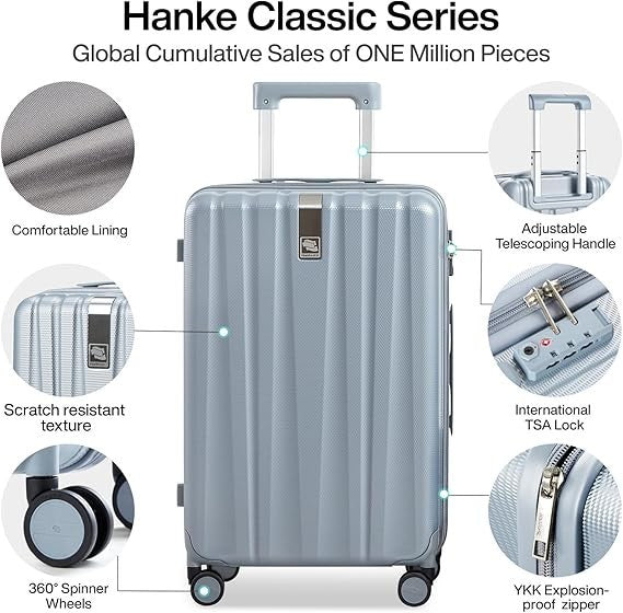 20” Lightweight Hard Shell Carry On Spinner Suitcase Lock