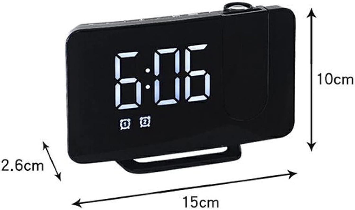 Projection Alarm Clock LED Digital FM Radio Snooze USB Desk Clock Green