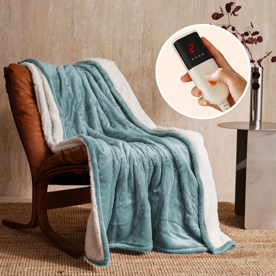 Electric Heated Throw Blanket 130x160cm 6 Heat Timer Washable Bed