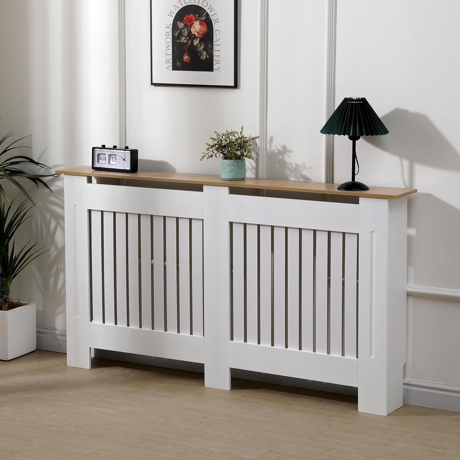 Extra Large Radiator Cover | White Oak Vertical Slat MDF Cabinet – Modern Design