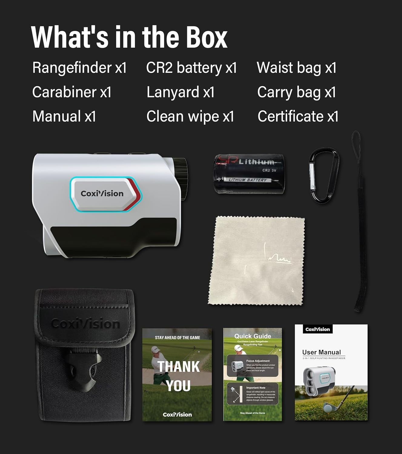 Golf Laser Rangefinder 1500 Yards Slope Mode Flag Lock Vibration 6X Zoom
