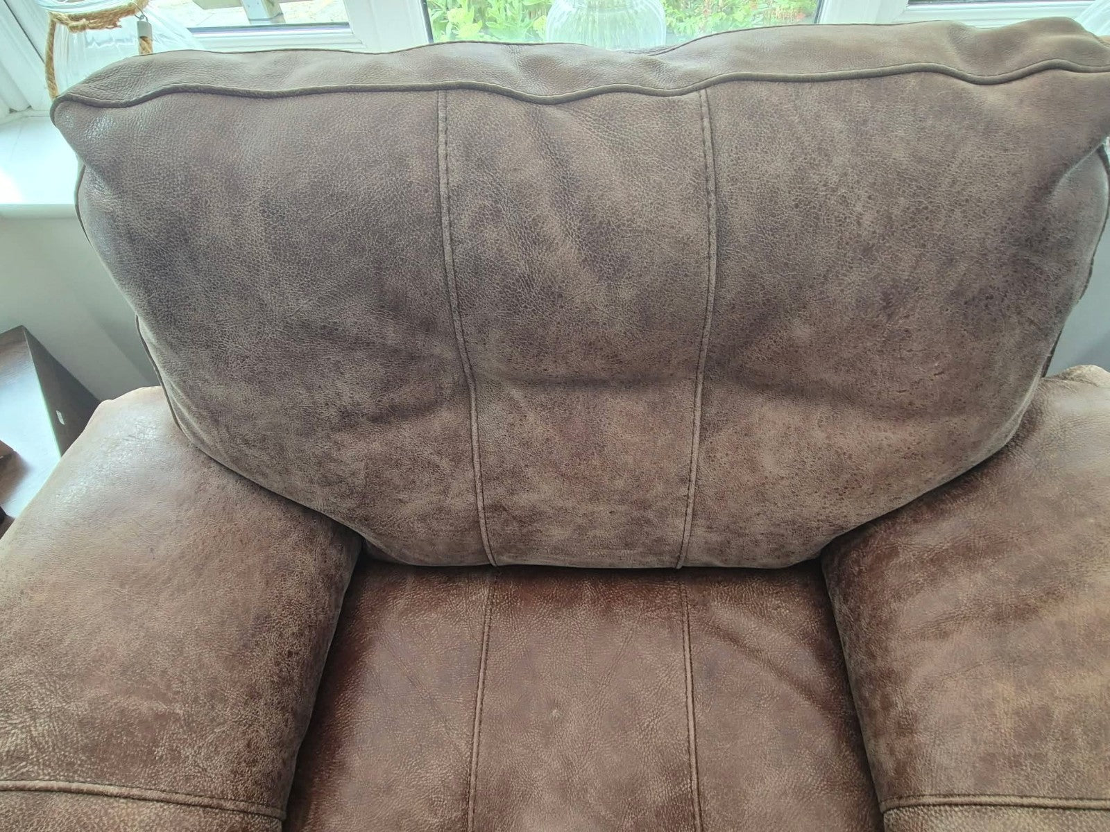 Rustic Tan/Brown Leather Corner Sofa + Armchair (PTP)