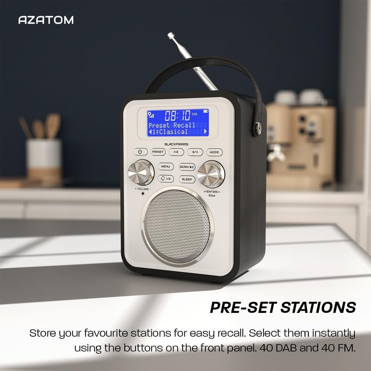 Portable DAB+/FM Digital Radio Bluetooth Remote Rechargeable Alarm