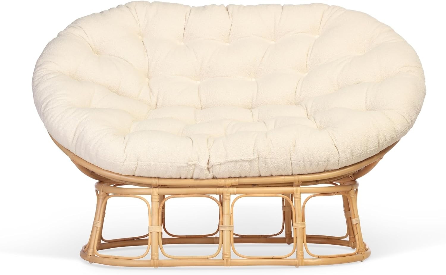 Oversized Double Papasan Rattan Chair Indoor 2 Seater Lounge with Cushion