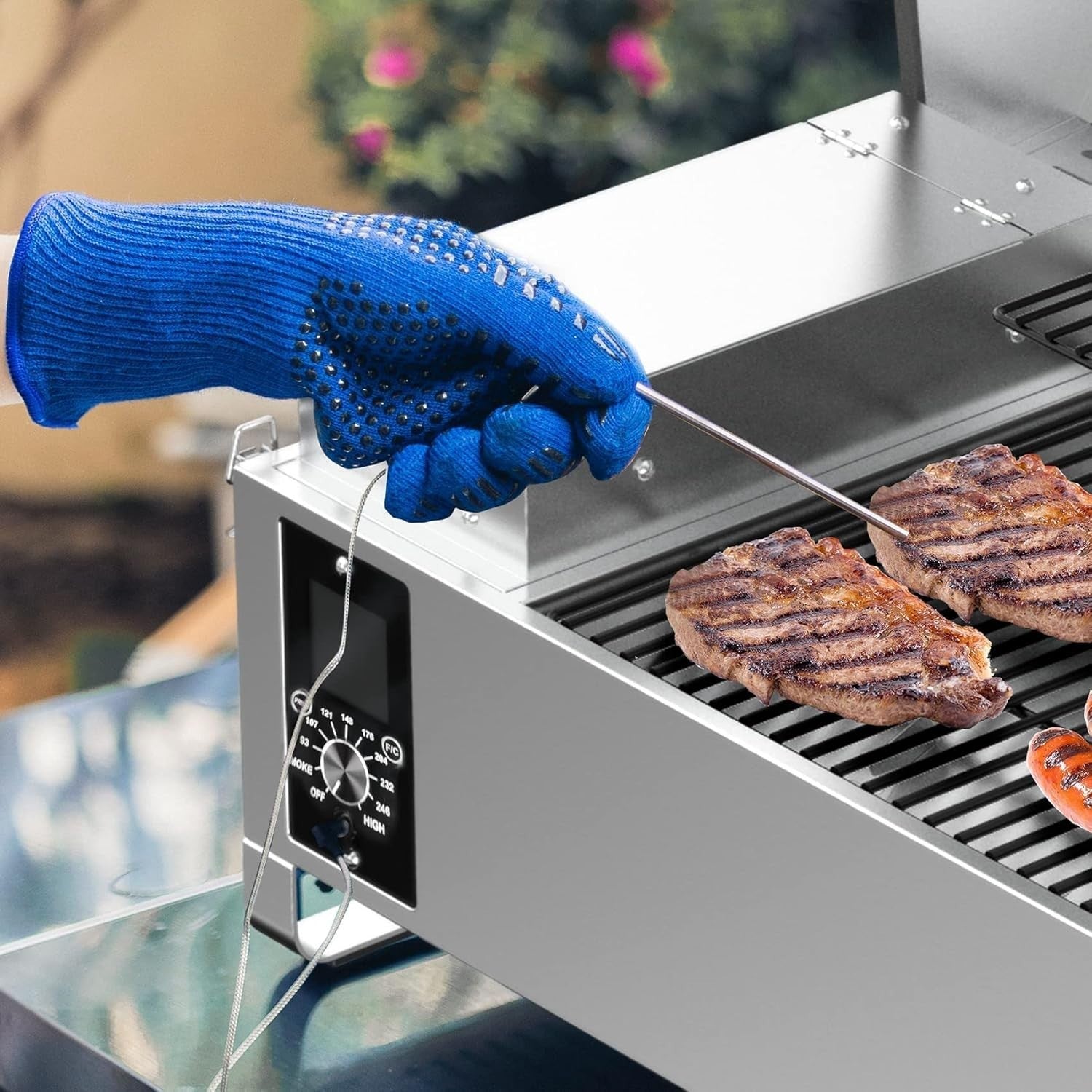 Portable Pellet Smoker BBQ Grill Tabletop 8-in-1 Outdoor Cooker