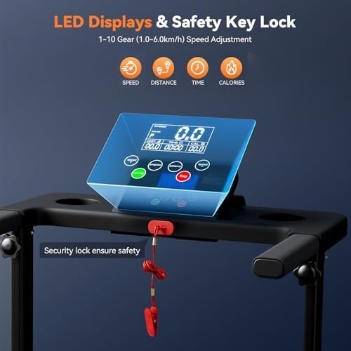 Foldable Walking Treadmill 2HP LED Display Home Office Jogging Pad