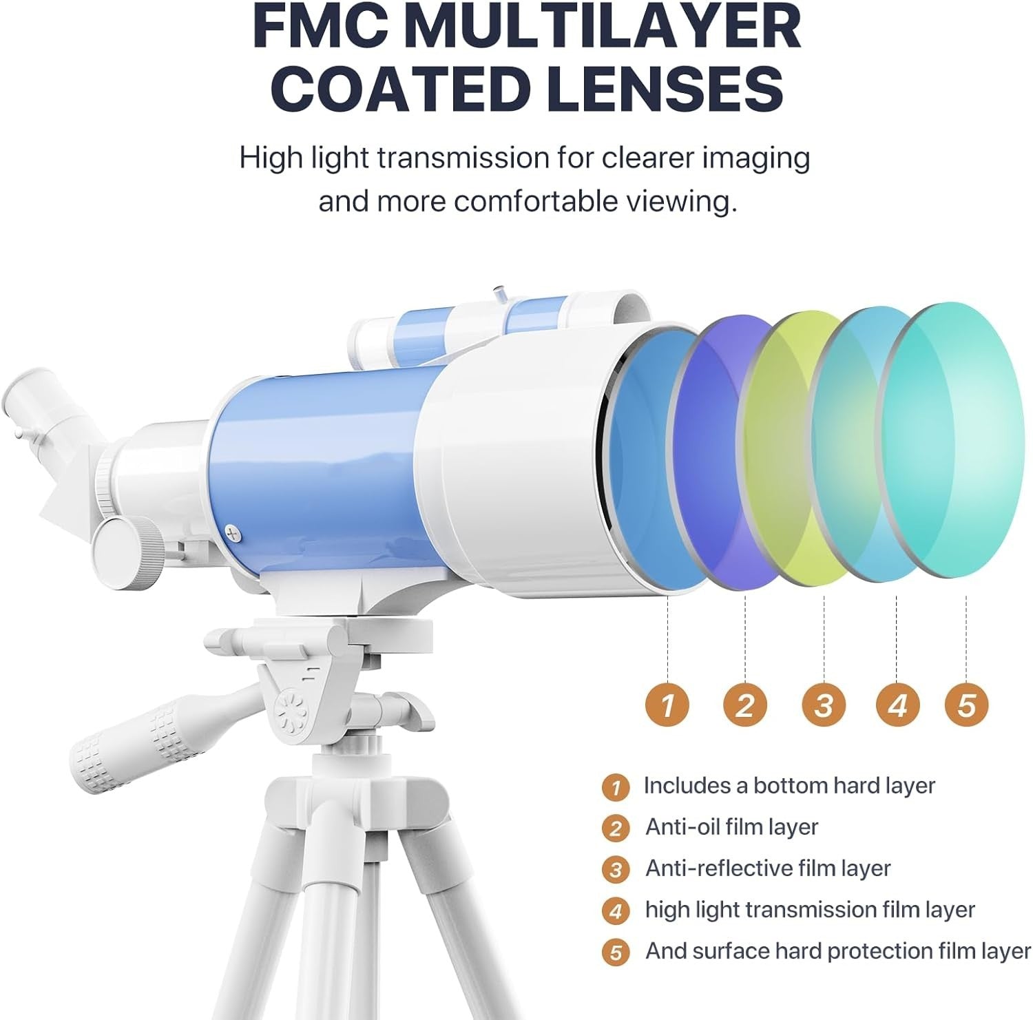 70mm Refractor Telescope for Kids & Beginners with Tripod & Finder