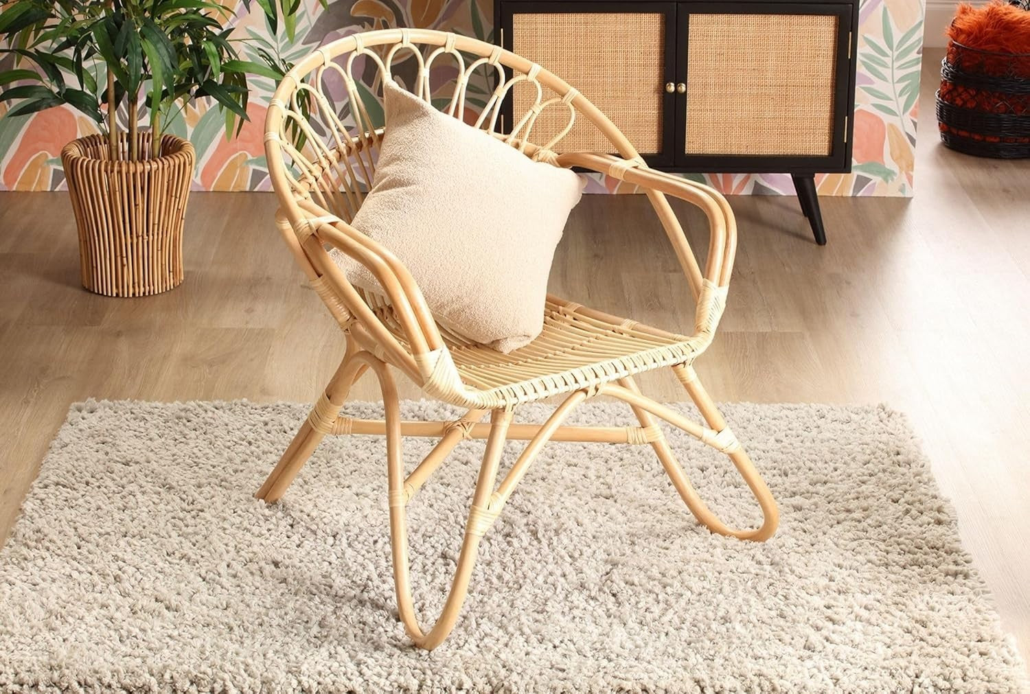 Nordic Rattan Wicker Armchair Indoor Cane Lounge Chair Living Room