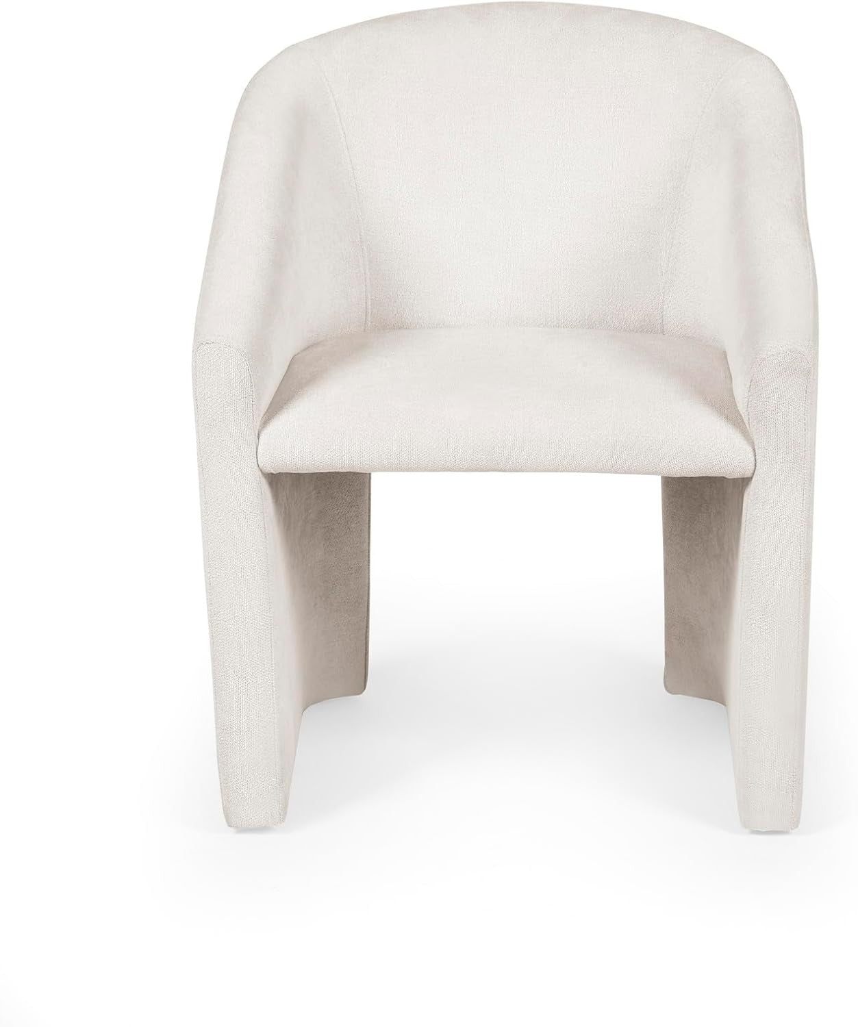 Cream Chenille Tub Dining Chair Upholstered Accent Armchair