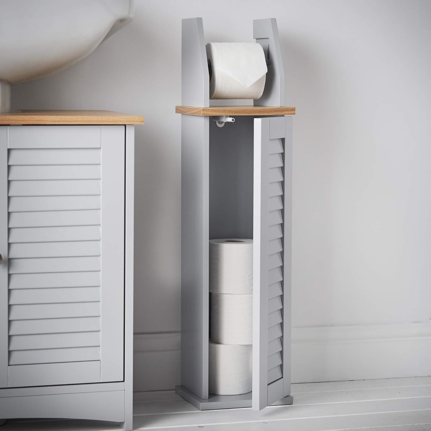 3 Piece Grey Bathroom Furniture Set | Under Sink, Tall & Wall Mirror Cabinet