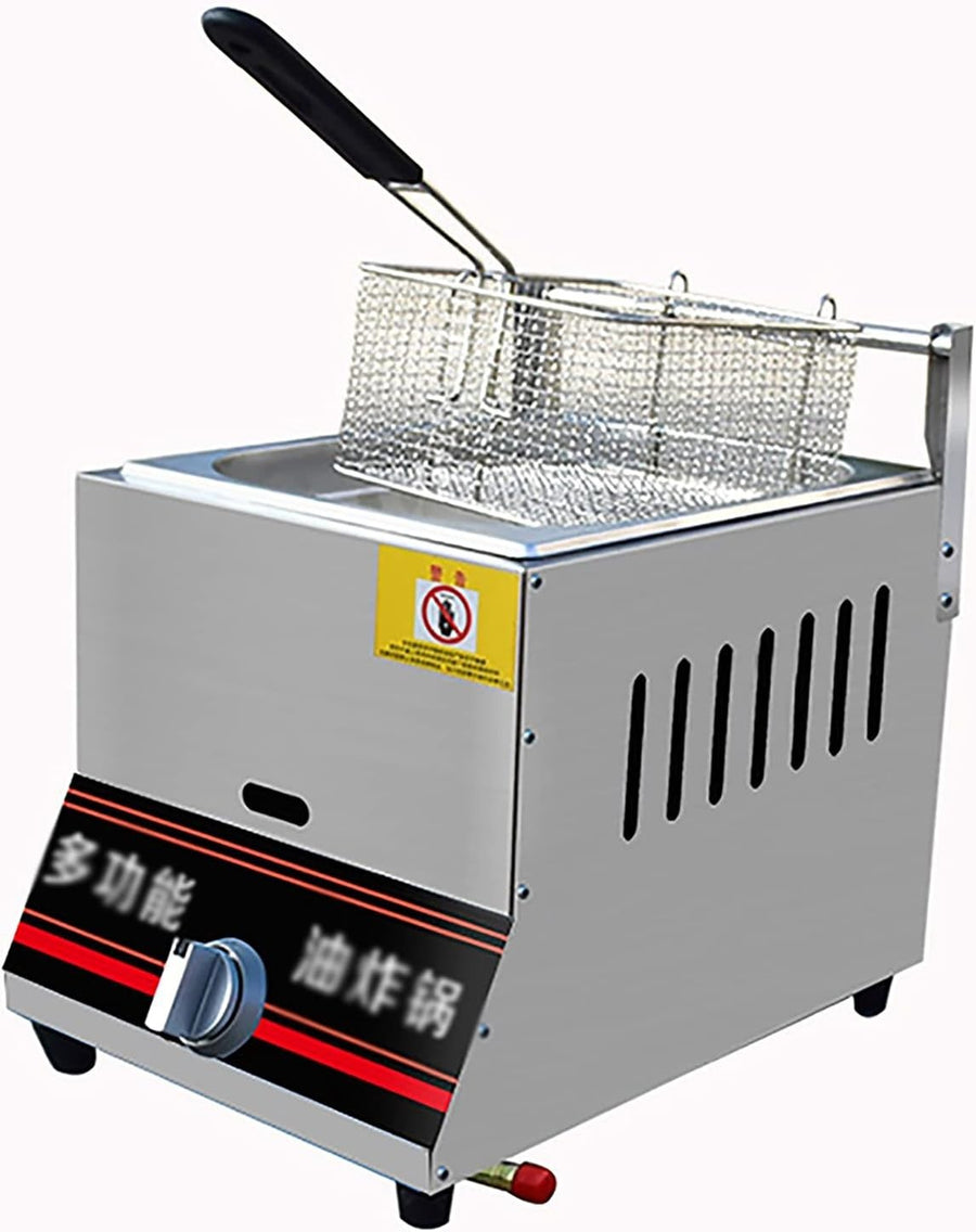 Commercial LPG Gas Deep Fryer 6L/12L Stainless Steel Countertop