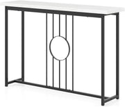 Slim Faux Marble Console Table with Gold Metal Frame, 120cm Wide, Anti-Tip