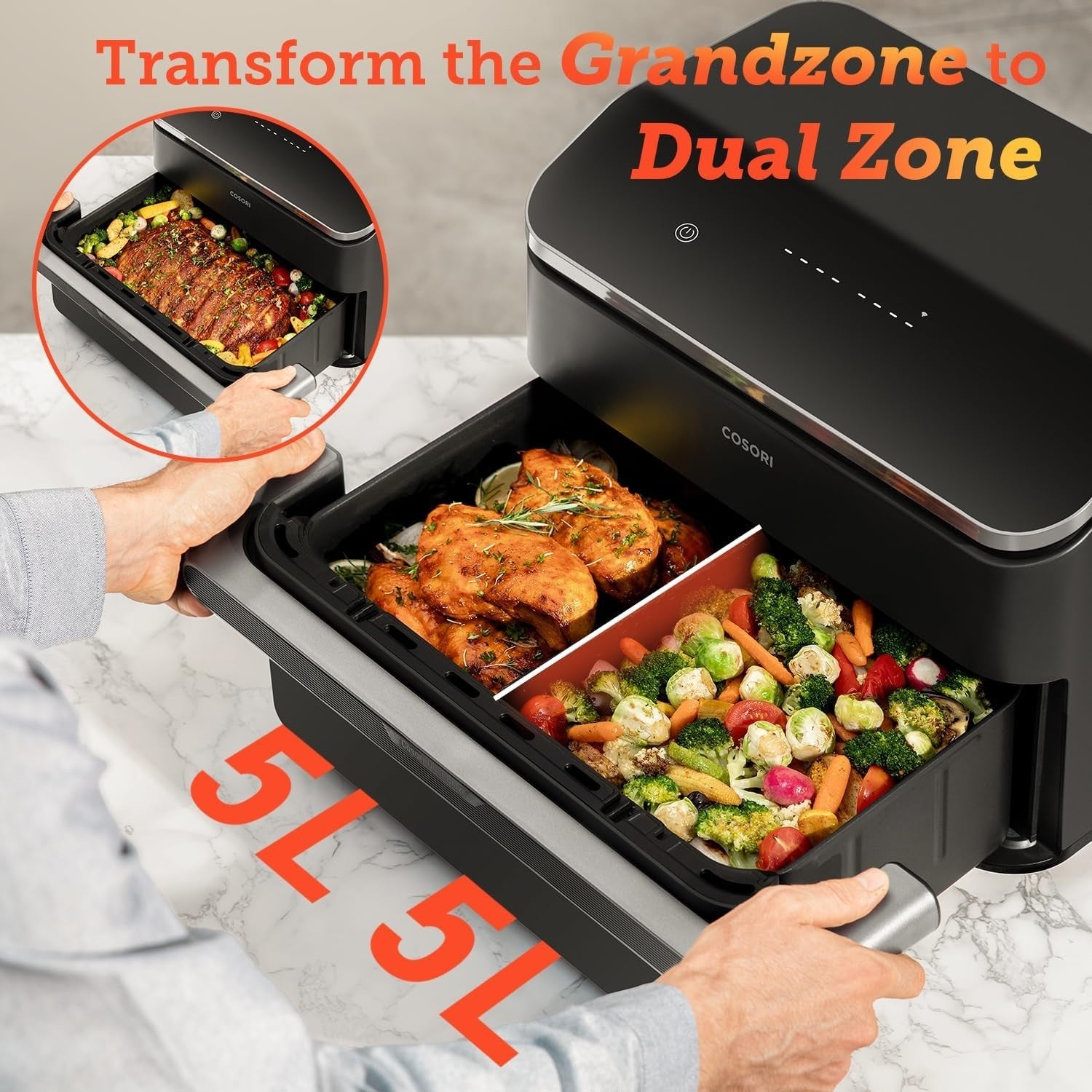 10L Dual Zone Air Fryer | Flexible Single/Dual Basket | Dual Blaze Even Heating