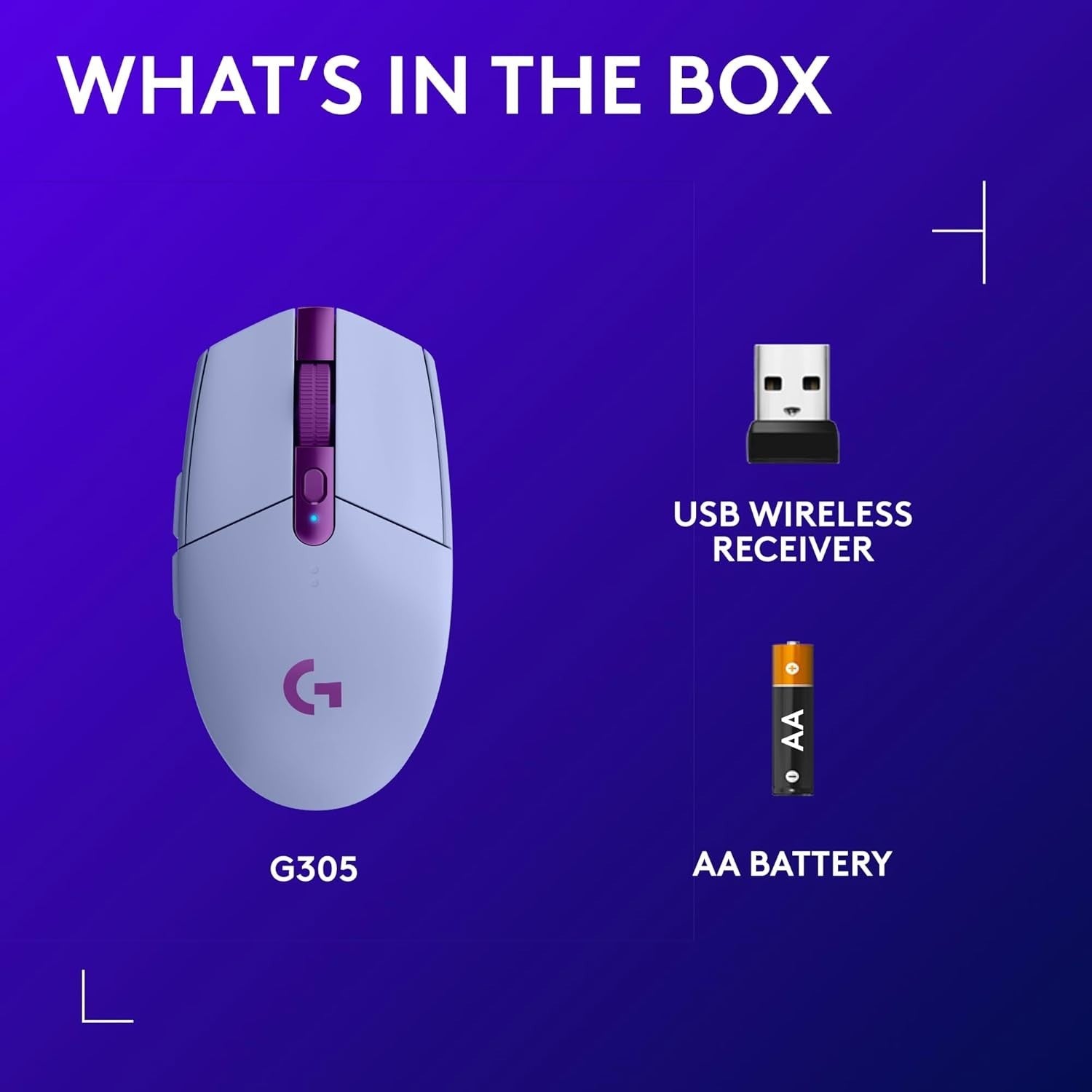 Lilac Wireless Gaming Mouse 12000DPI Lightweight 6 Button 250Hr Battery PC