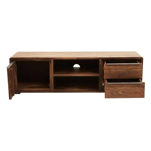 Solid Sheesham Acacia Wood TV Unit – Rustic Media Console Cabinet 175cm