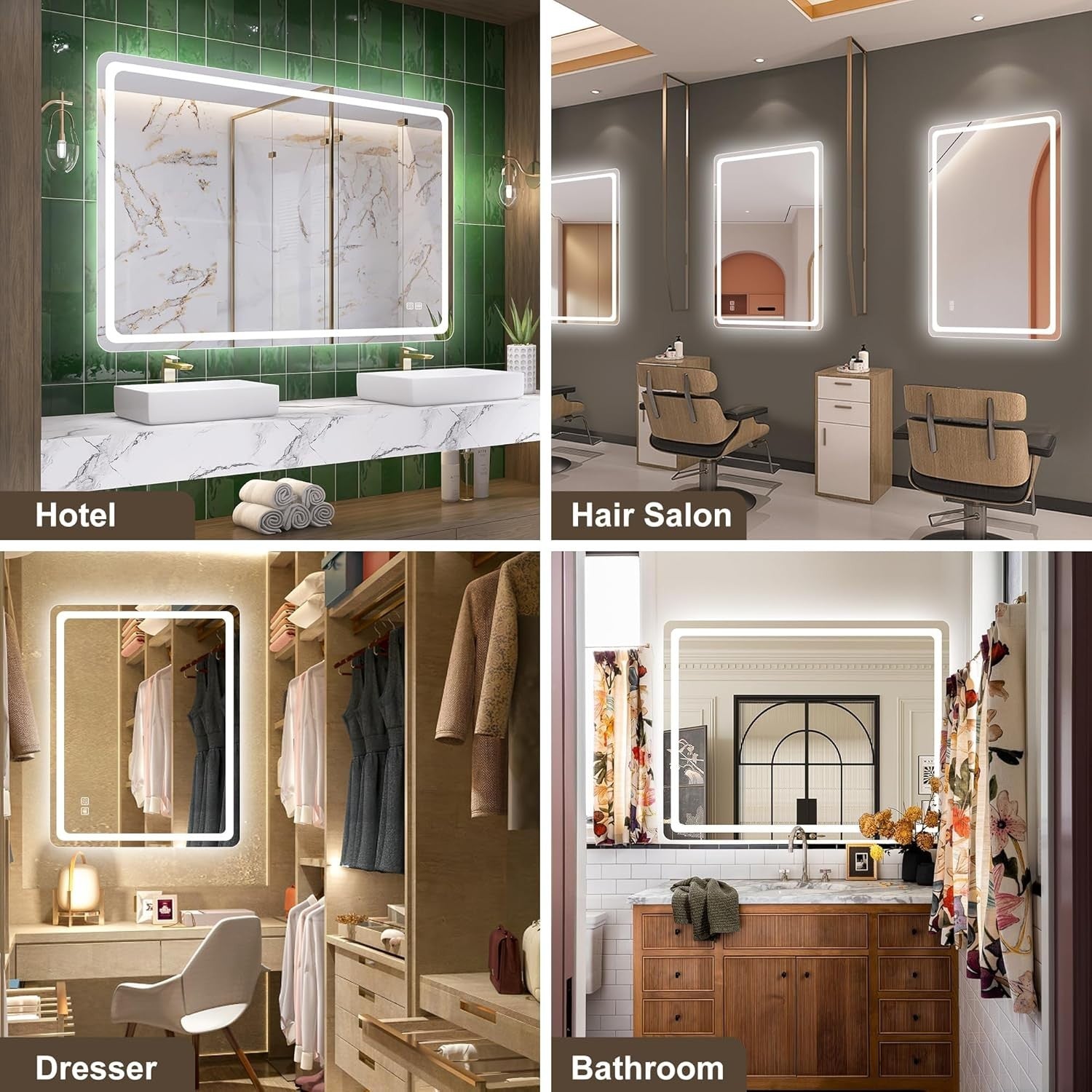 LED Bathroom Mirror 70x100 cm with Anti-Fog, Dimmable Lights & Memory