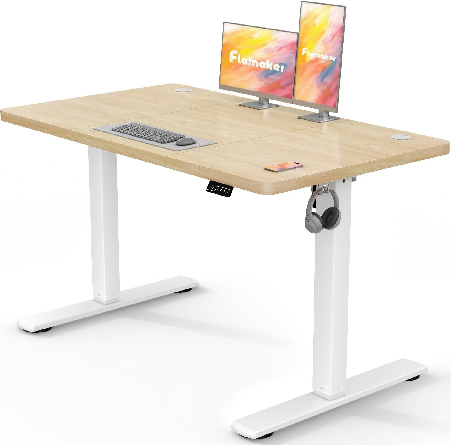 Electric Adjustable Standing Desk 120x60cm | Sit Stand Office Table Beige