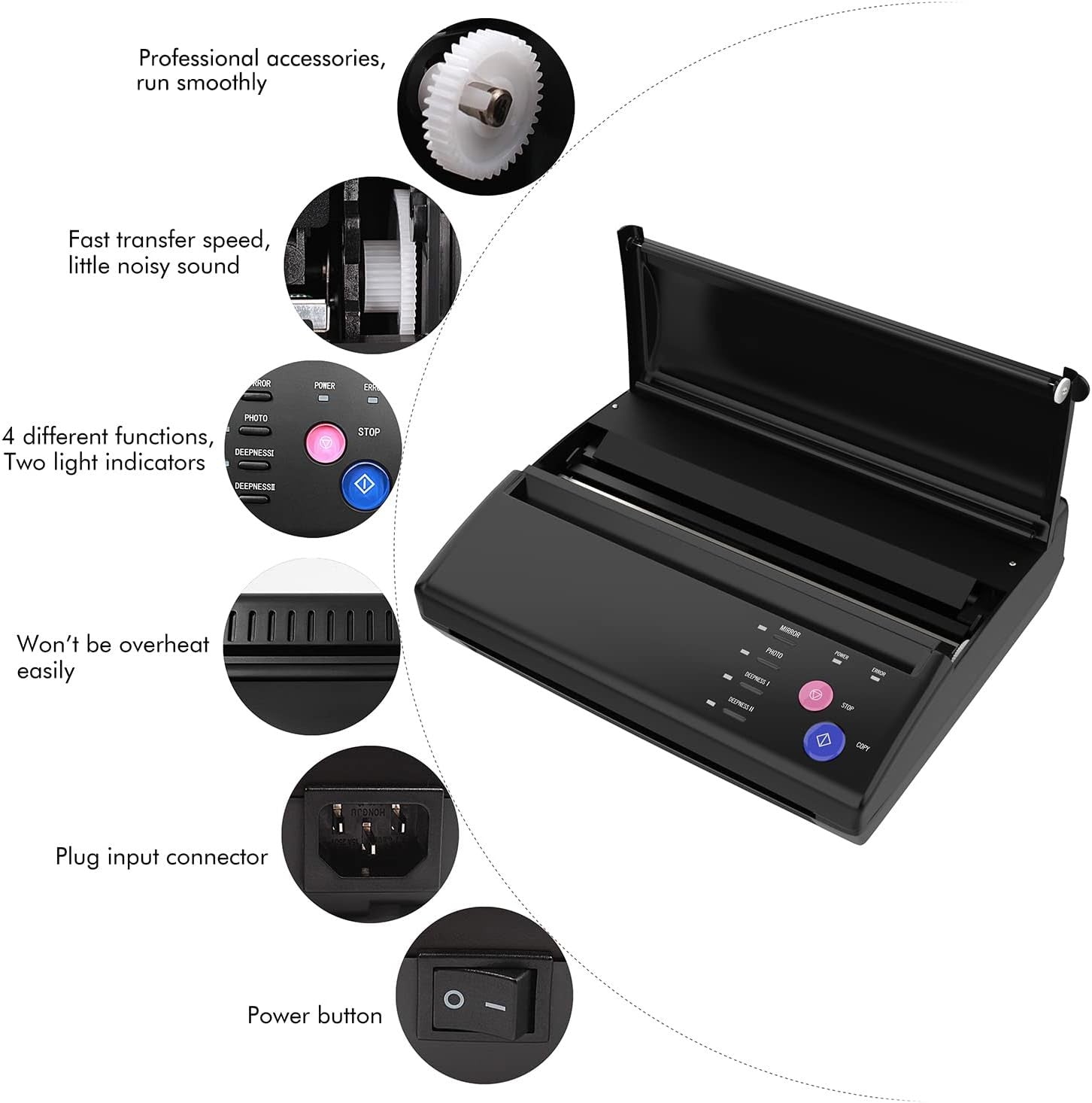 Tattoo Stencil Transfer Machine Thermal Copier Printer No Ink Portable