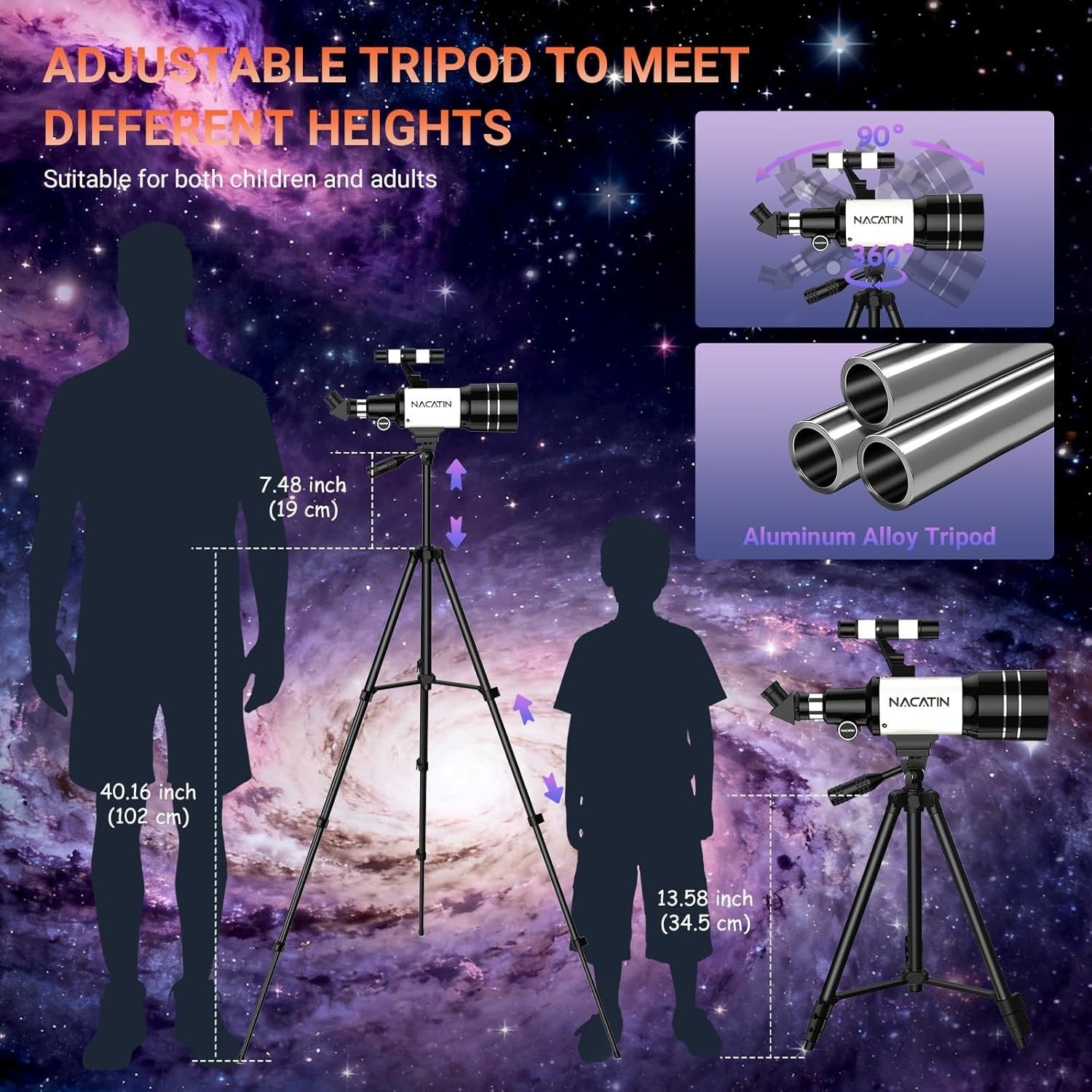 70mm Beginner & Kids Telescope with Tripod, Smartphone Adapter and Remote