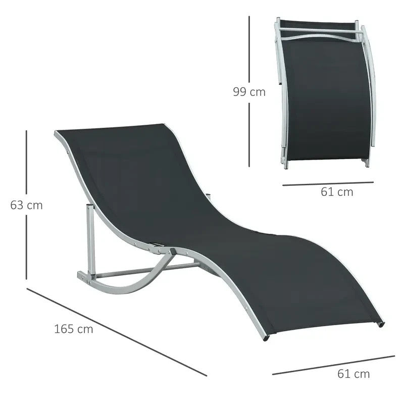Set of 2 S-Shaped Folding Sun Lounger Reclining Chairs Garden Patio