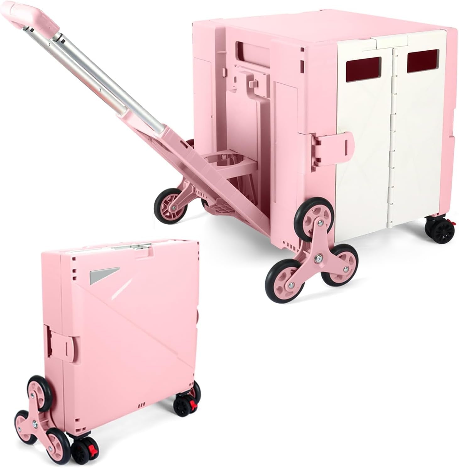 Folding Shopping Trolley Stair Climbing Wheels 76L Heavy Duty Utility Cart