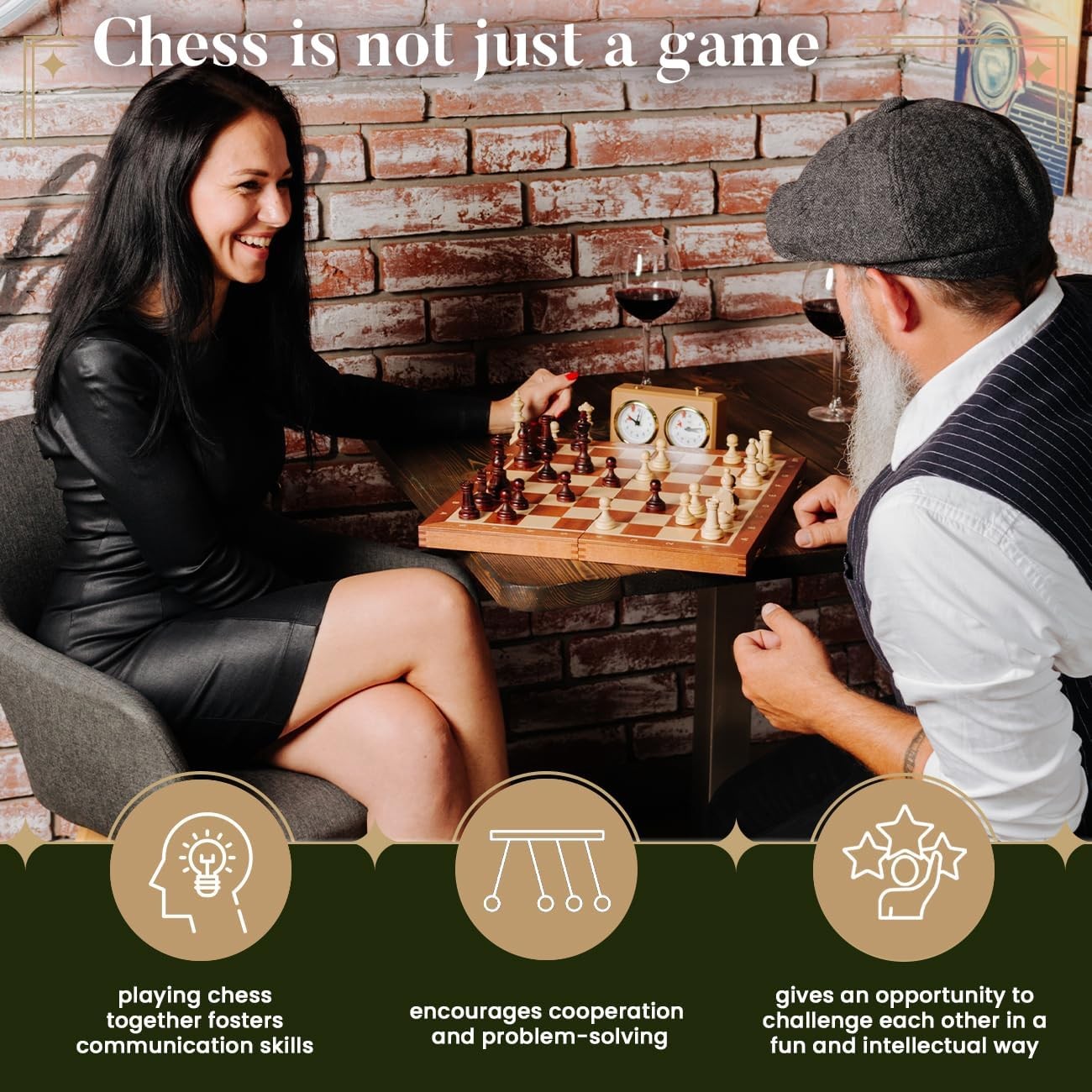 Portable Tournament Wooden Chess Set 35cm Inlaid Foldable Board Staunton No.3