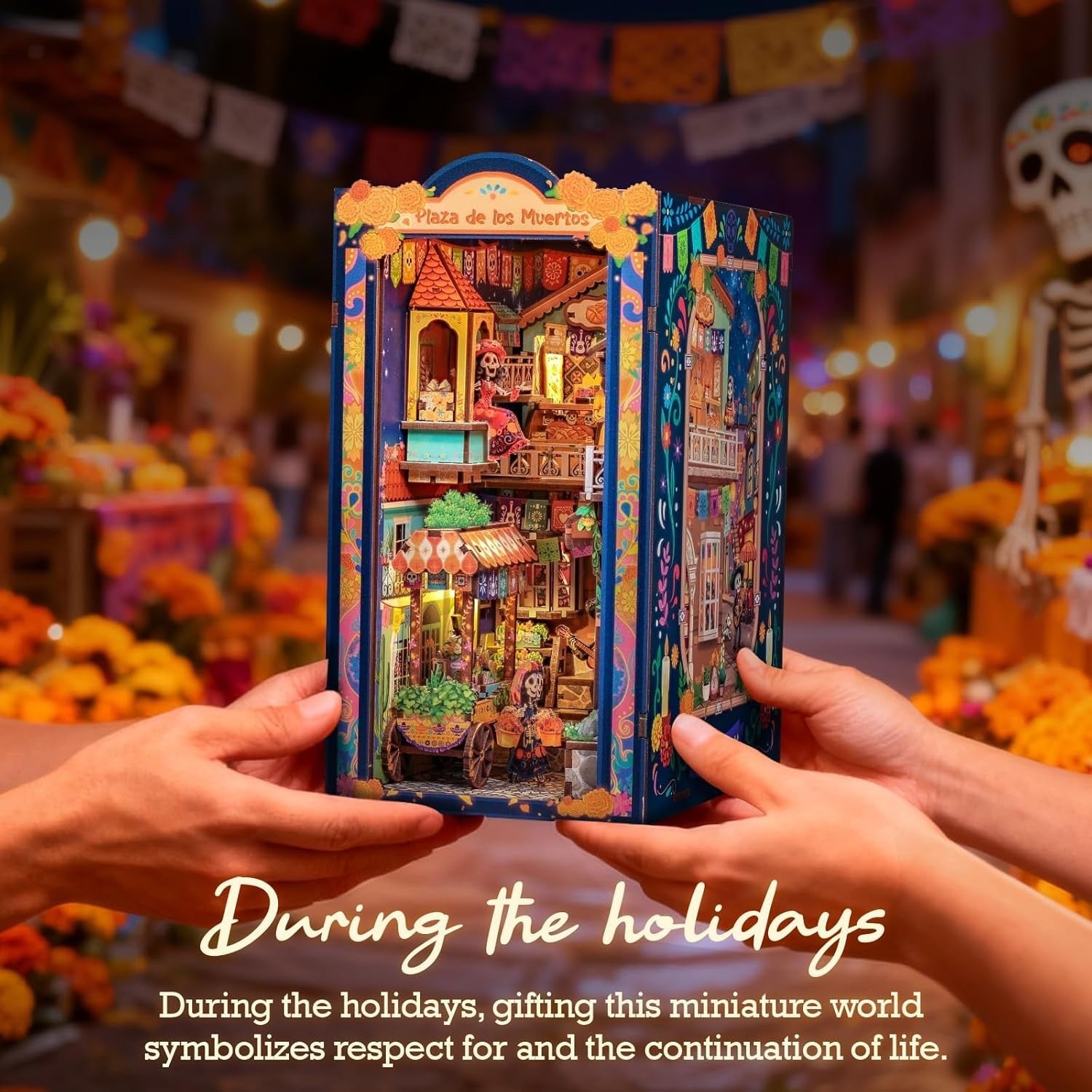 DIY Book Nook Kit LED Miniature House Bookshelf Diorama 350 Pieces