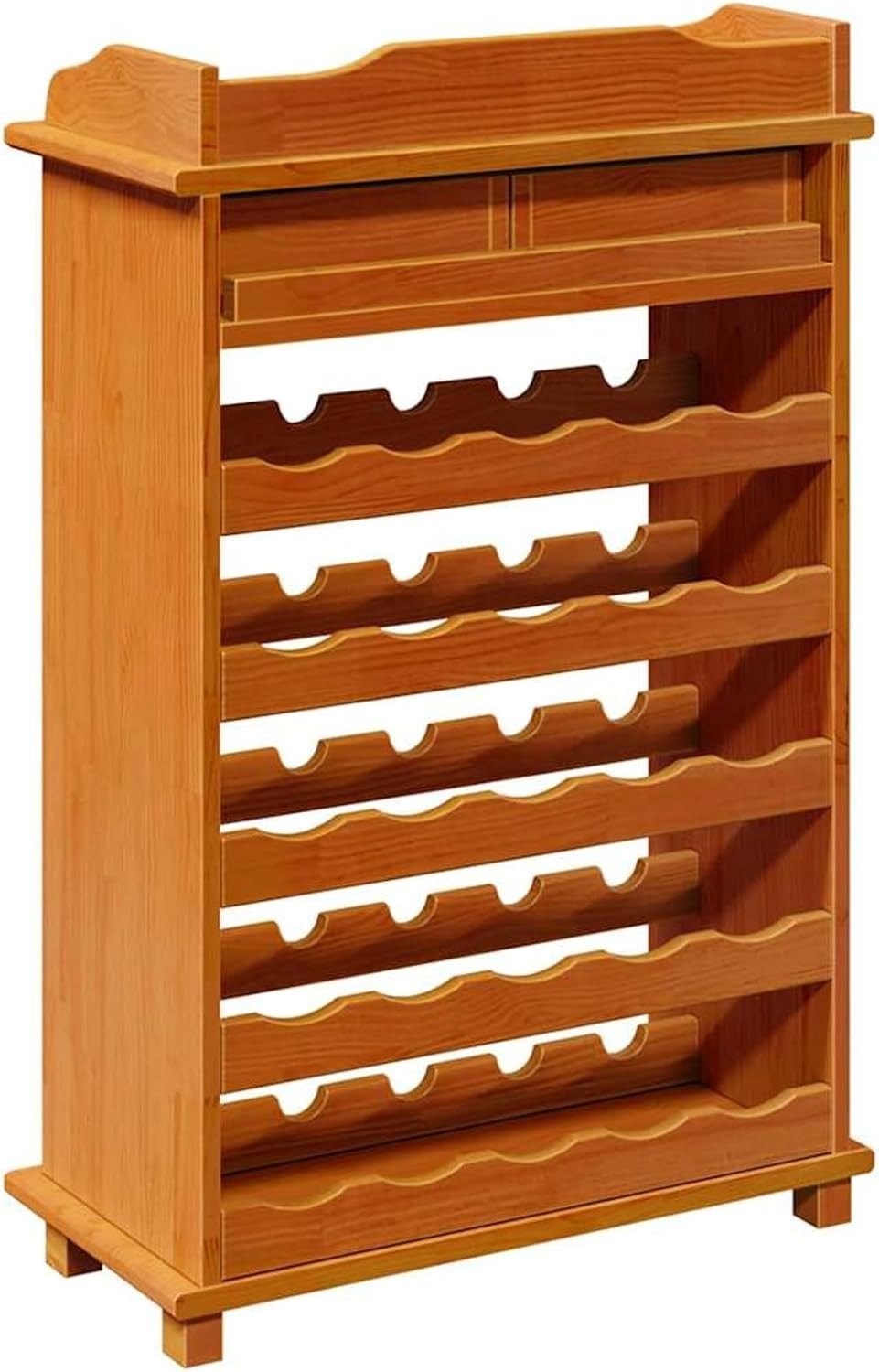 20 Bottle Rustic Wood Wine Rack Cabinet with Top Shelf Storage Stand Kitchen Bar