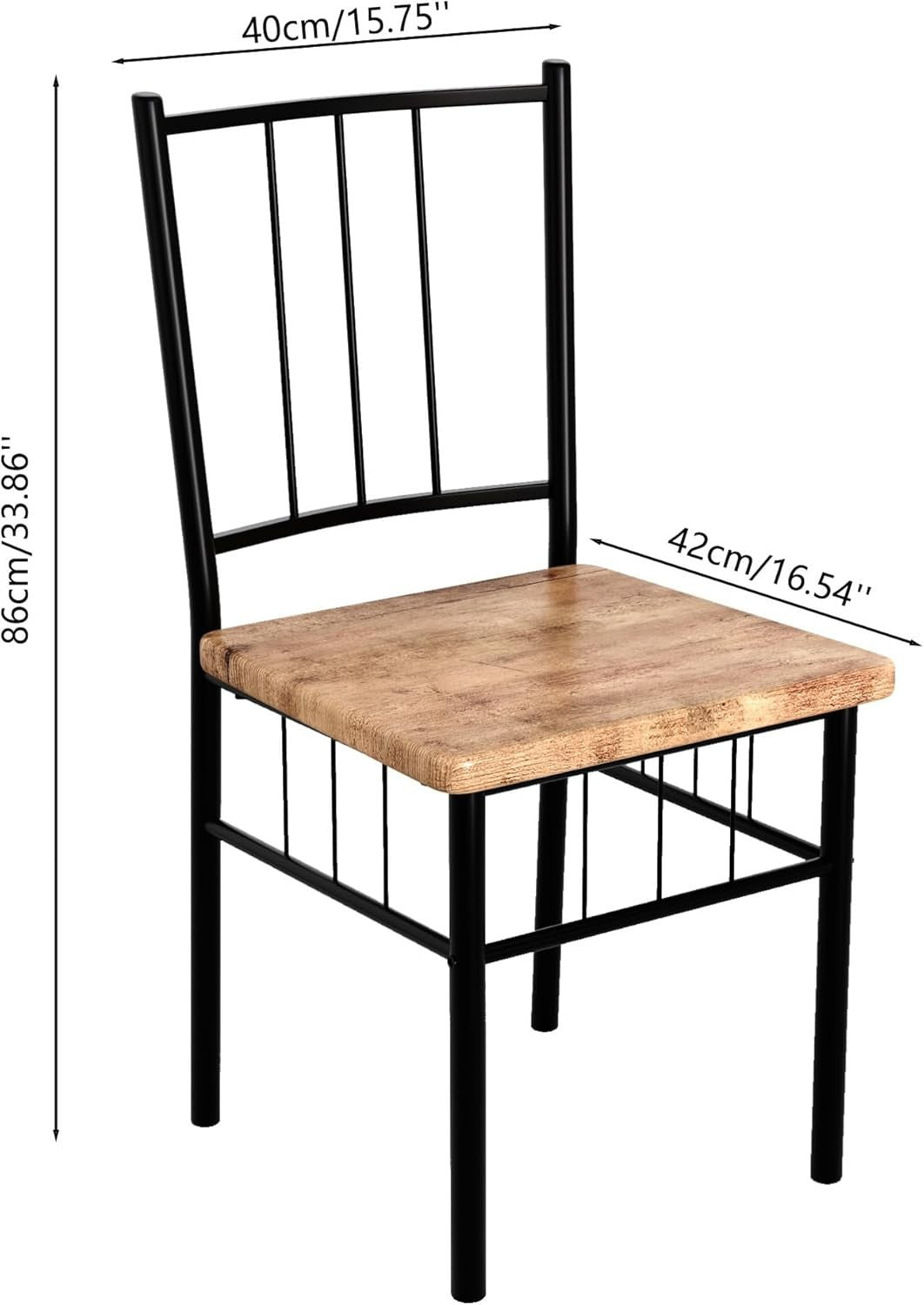 Rustic Wooden Dining Table Set 4 Metal Frame Chairs Kitchen & Dining Room