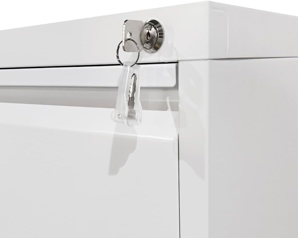 Under Desk File Cabinet 2 Drawer Locking Metal Office Storage Pedestal