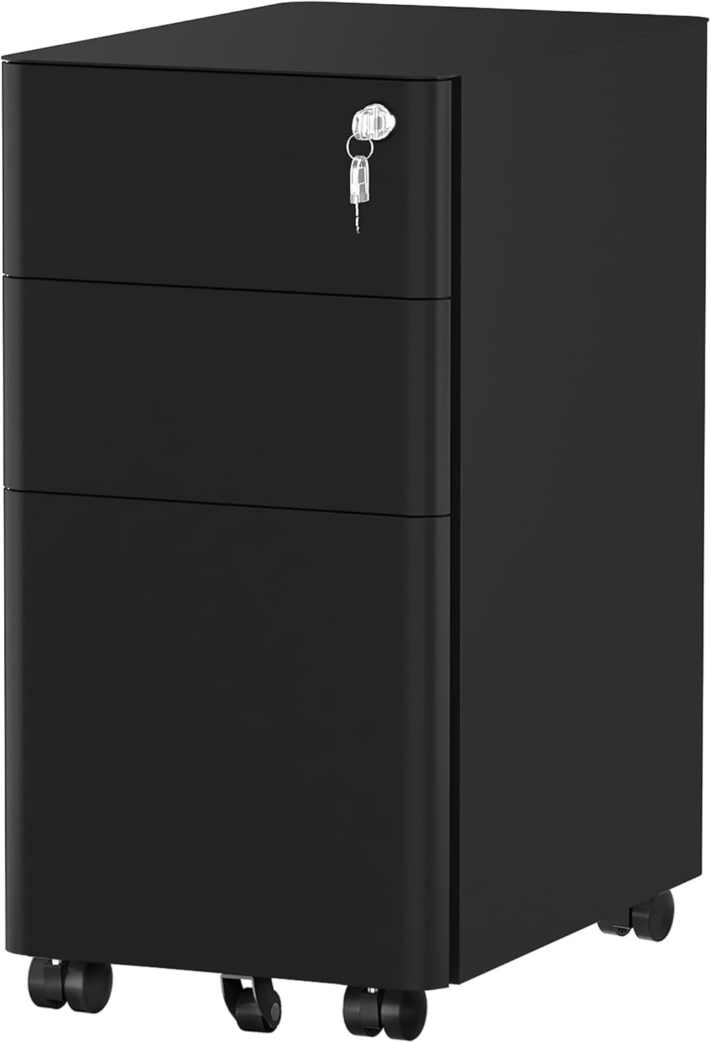 Lockable Metal Mobile Filing Cabinet 3 Drawer A4 Letter Under Desk