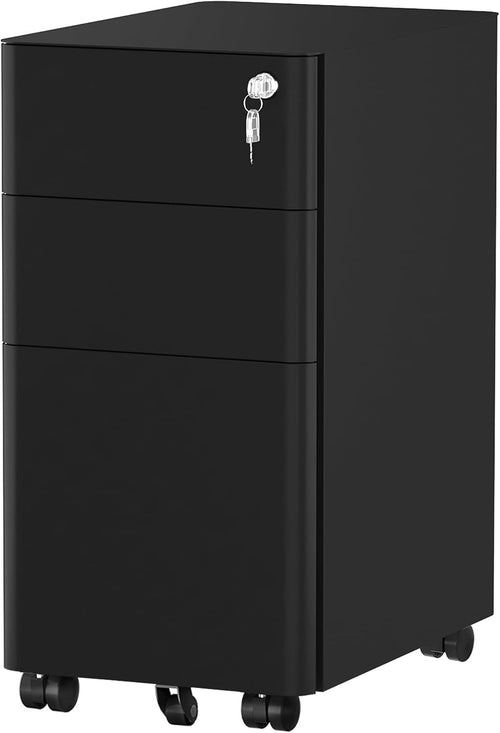 Lockable Metal Mobile Filing Cabinet 3 Drawer A4 Letter Under Desk
