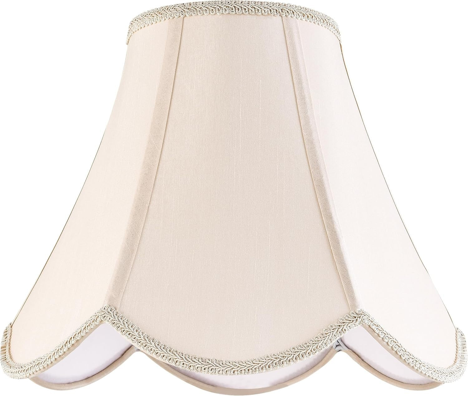 Set of 2 Bell Lamp Shades Faux Silk Beige Scalloped Table Floor Light Shades