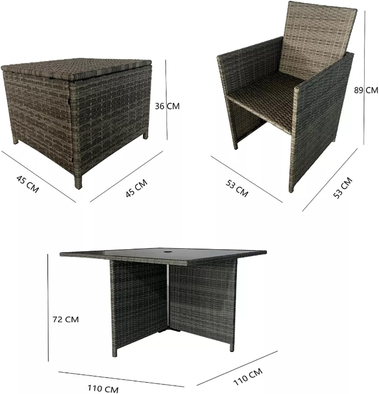 Rattan Garden Dining Set 9 Seater Outdoor Patio Cube Table Chairs Cushions