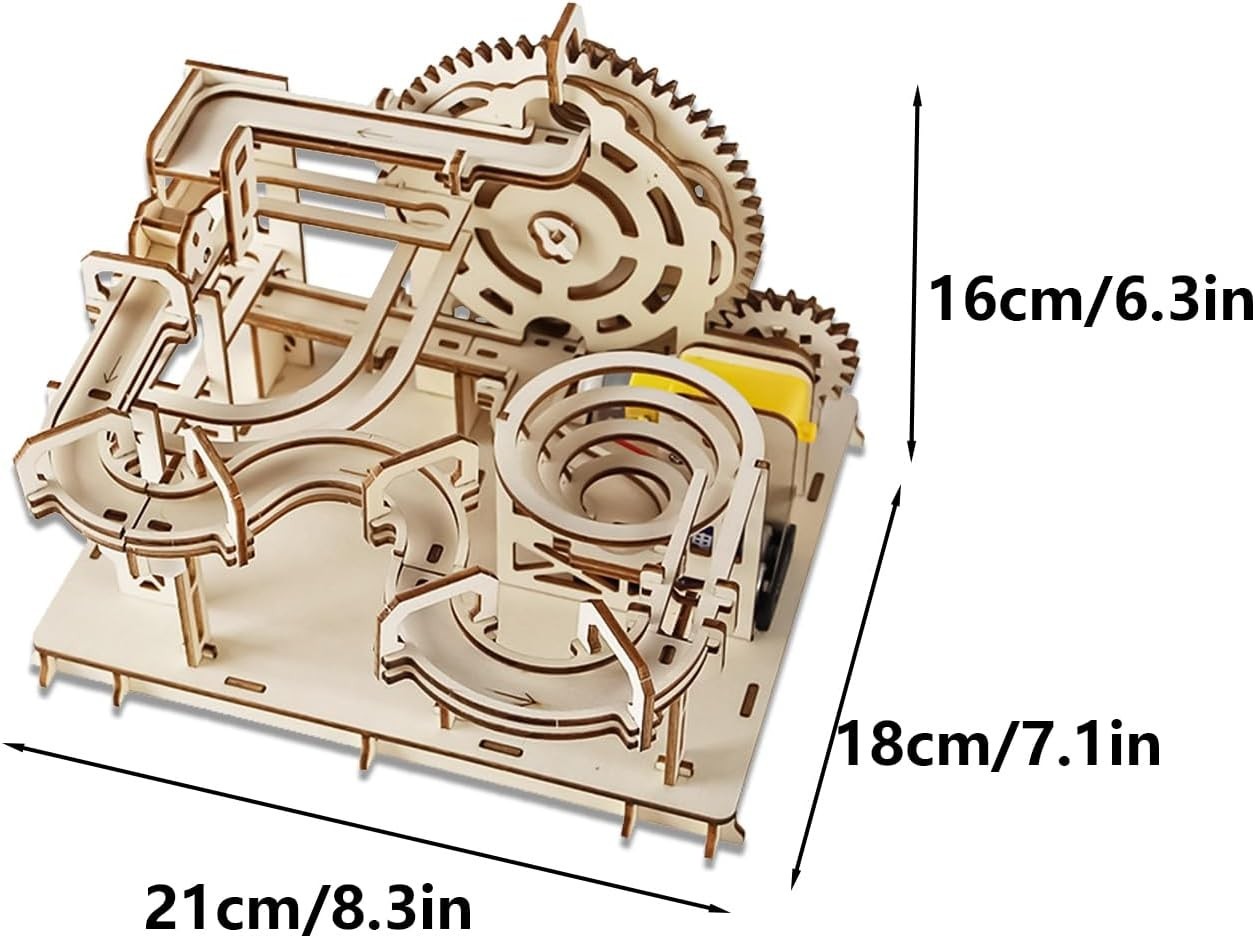 Wooden Marble Run Puzzle Kit – DIY Mechanical Roller Coaster Model Toy