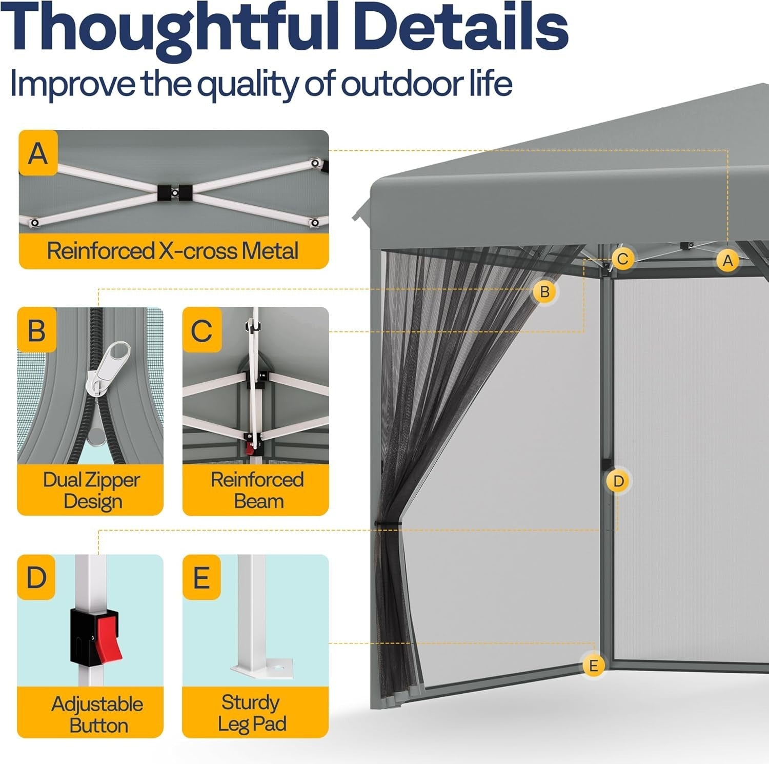 3x3M Grey Pop Up Gazebo With Mosquito Net Waterproof Outdoor Tent