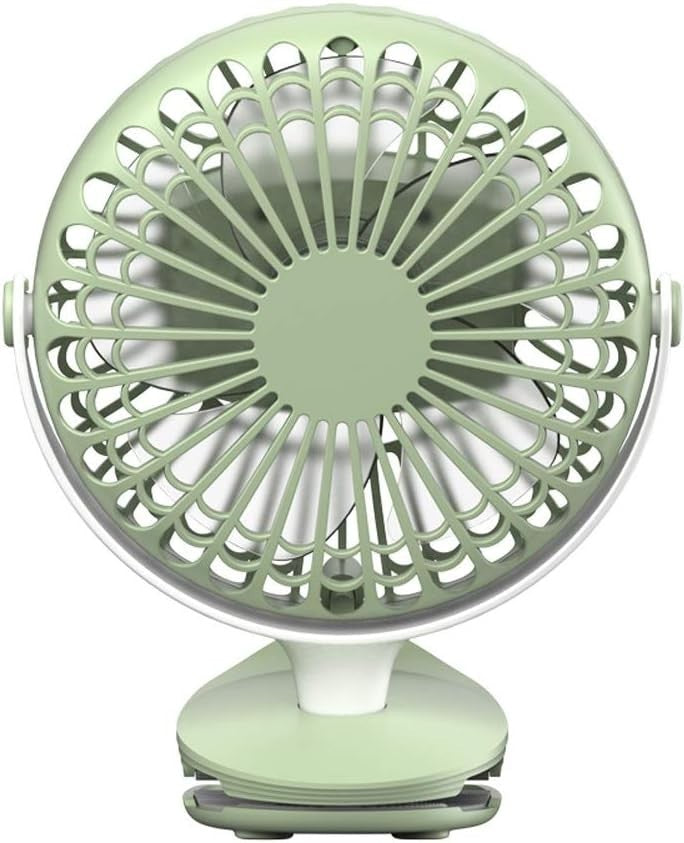 Mini USB Clip Fan 360° Rotating 3-Speed Quiet Table Desk Fan Rechargeable Green