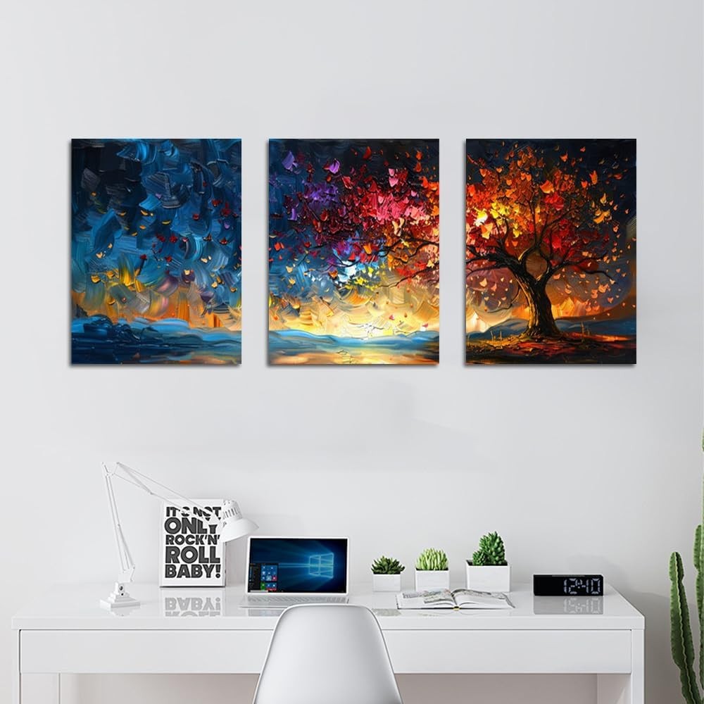Tree of Life Canvas Wall Art Set Modern 3 Panel Prints Living Room Decor