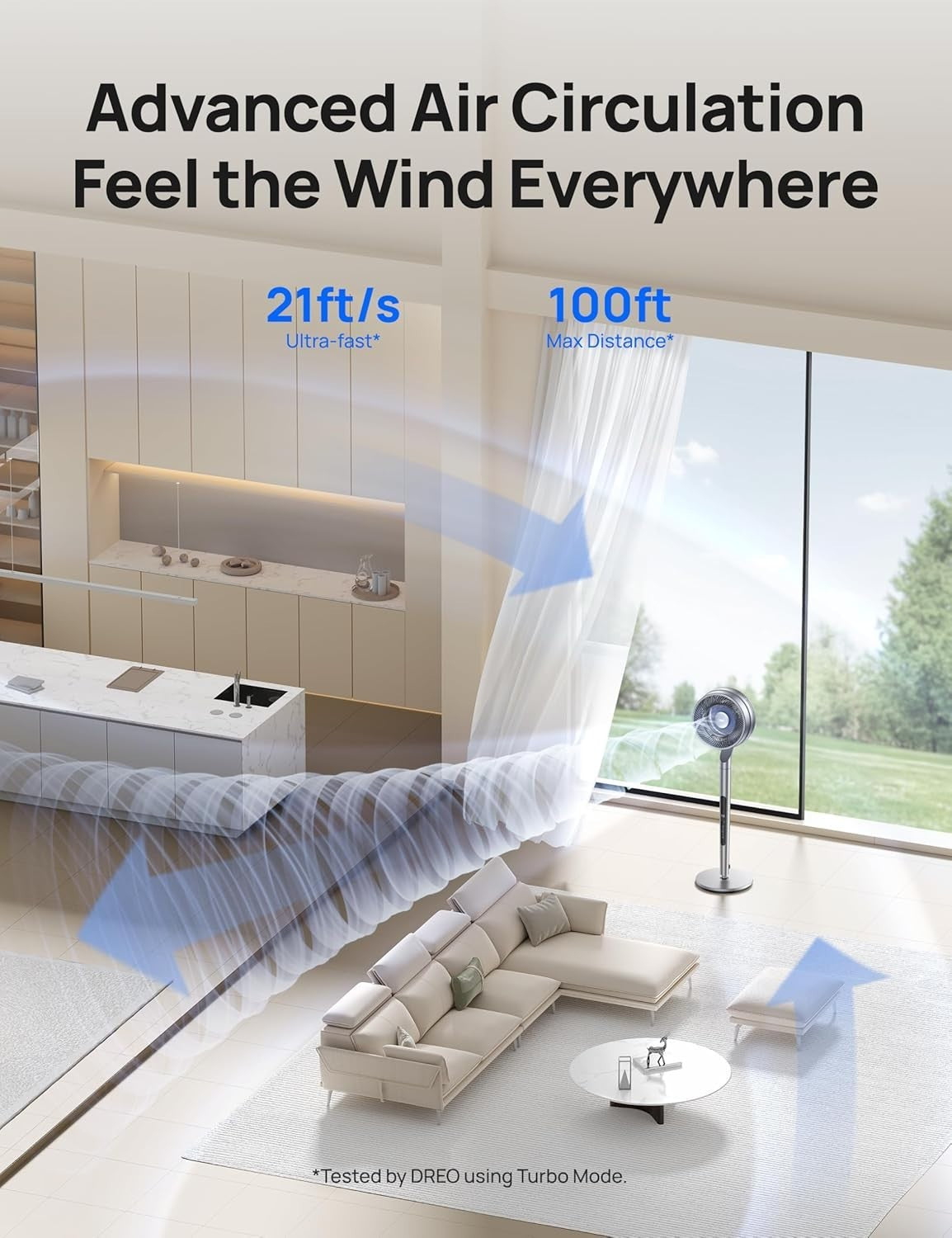 Smart Pedestal Fan 40–44" 10-Speed Quiet Cooling WiFi Voice Control Adjustable