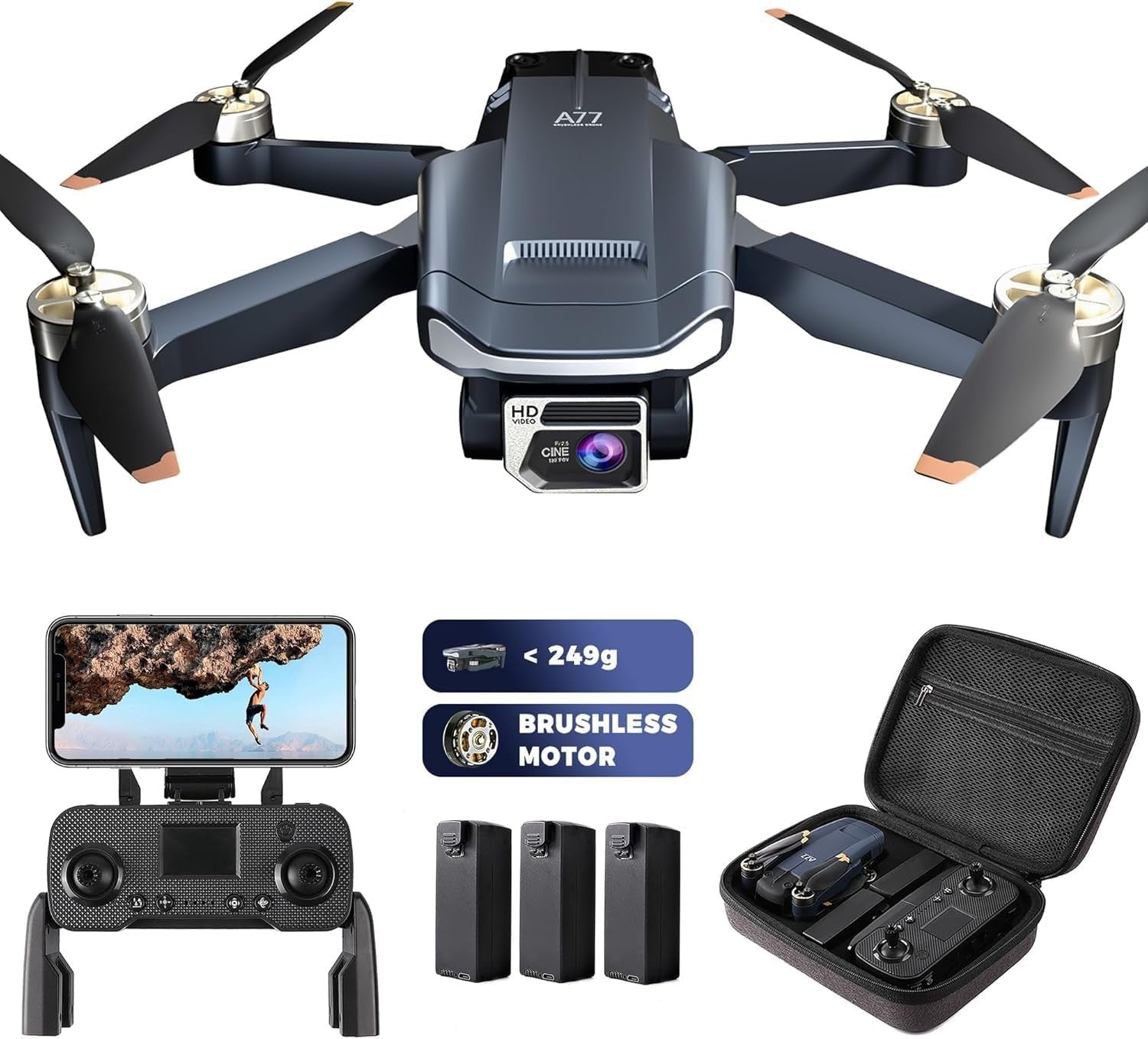 4K Camera Drone for Beginners, 84min Flight, Brushless Motor, Follow Me GPS