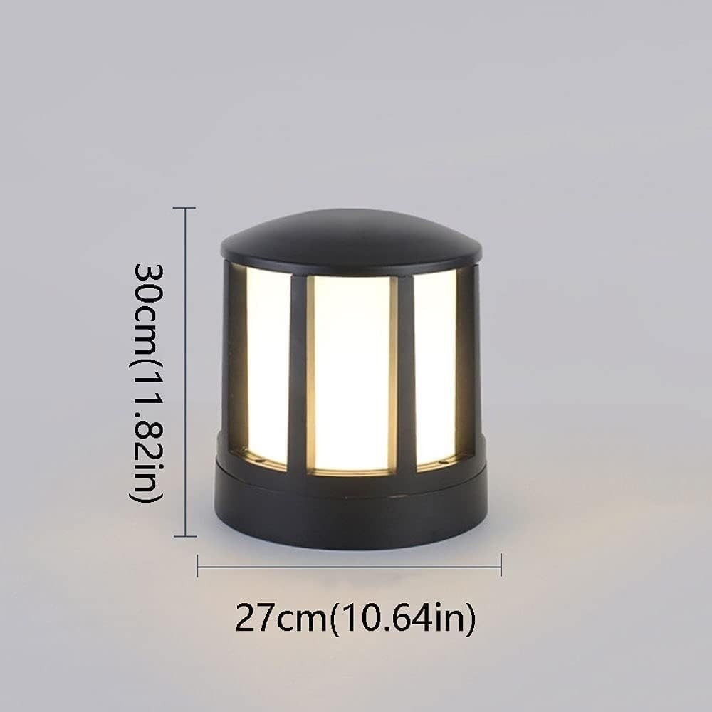 IP54 Outdoor Post Light, Acrylic Dome E27 Pillar Lamp – Black (A)