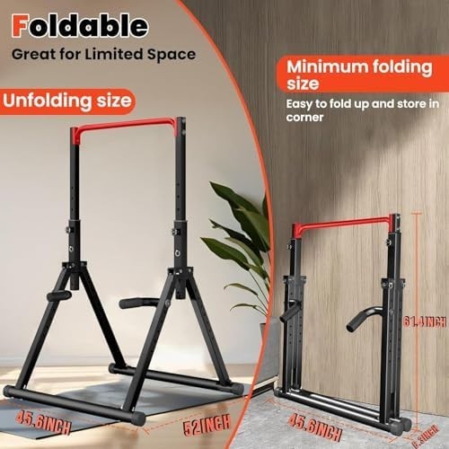Foldable Power Tower Pull Up Dip Station Home Gym Strength Rack