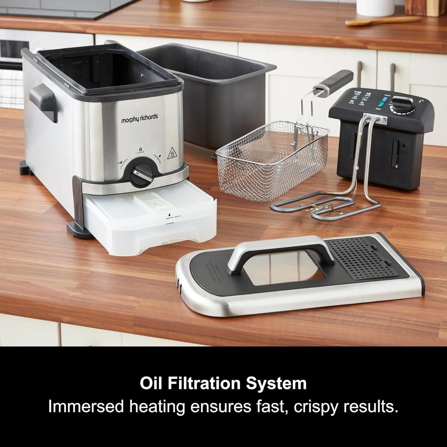 3L Deep Fat Fryer Stainless Steel 2000W Oil Filtration Viewing Window