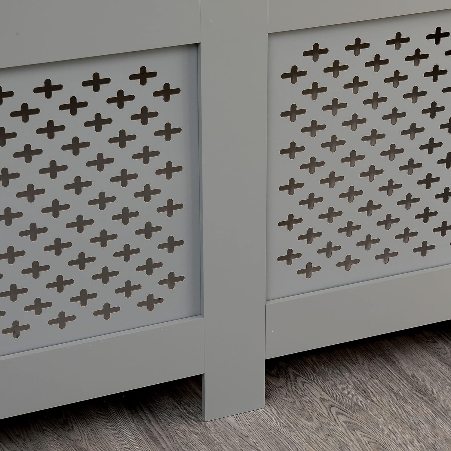 Large Grey Radiator Cover MDF Wood Decorative Cabinet 152x82x19cm Satin Finish