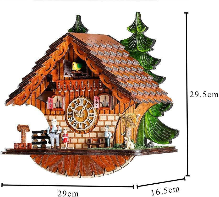 Traditional Handcrafted Walnut Cuckoo Clock with Adjustable Volume & Quartz