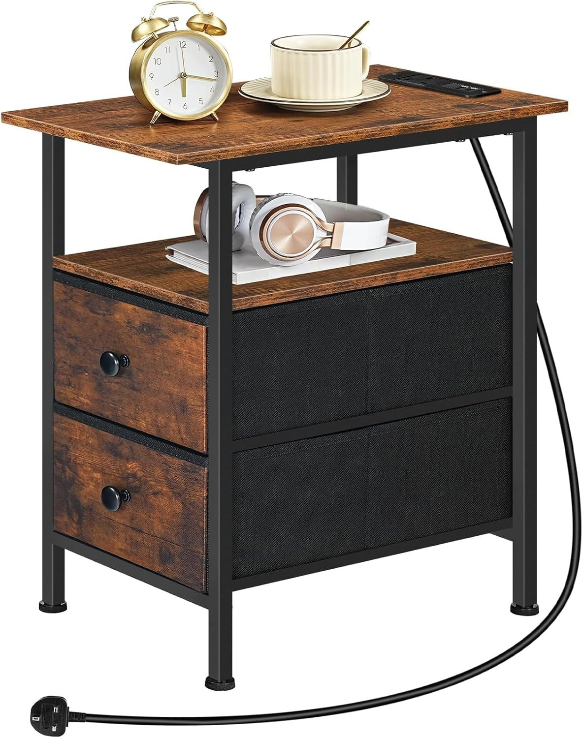 Set of 2 White 3 Drawer Bedside Tables – Modern Wooden Nightstands