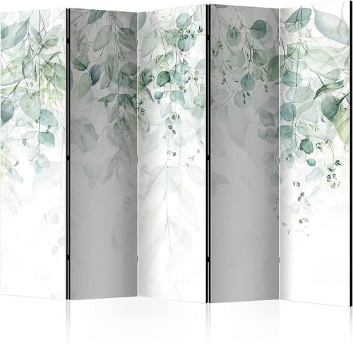 Green Leaf 5 Panel Room Divider 225x172cm Single Sided Folding Screen