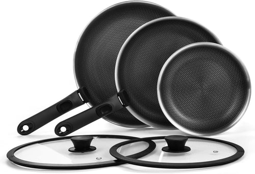 7Pcs Non Stick Frying Pan Set 20/25/30 cm with Lids & Detachable Handles