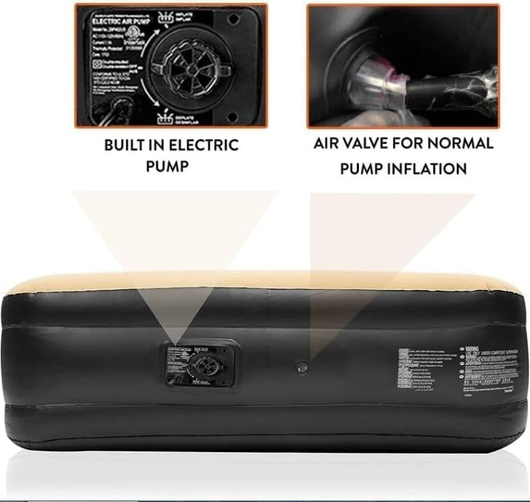 High Raised Single Air Mattress with Built-In Electric Pump – Flocked Comfort