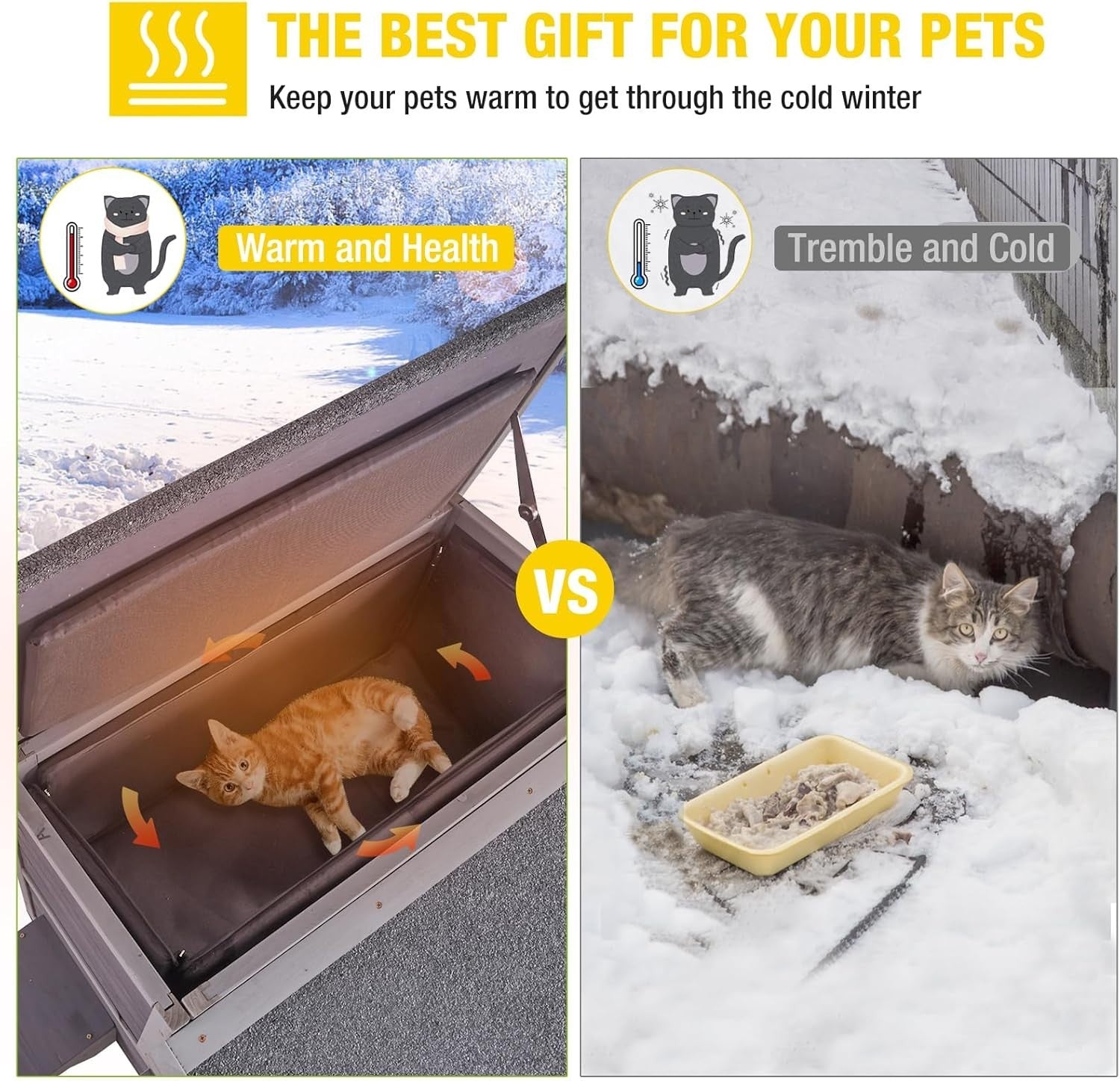 Insulated Outdoor Cat House Weatherproof Shelter with Removable Floor & Liner